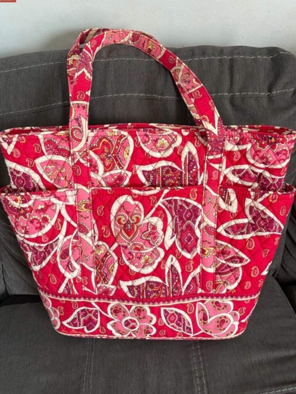 EUC Vera Bradley Floral Tote Bag in Red and Pink